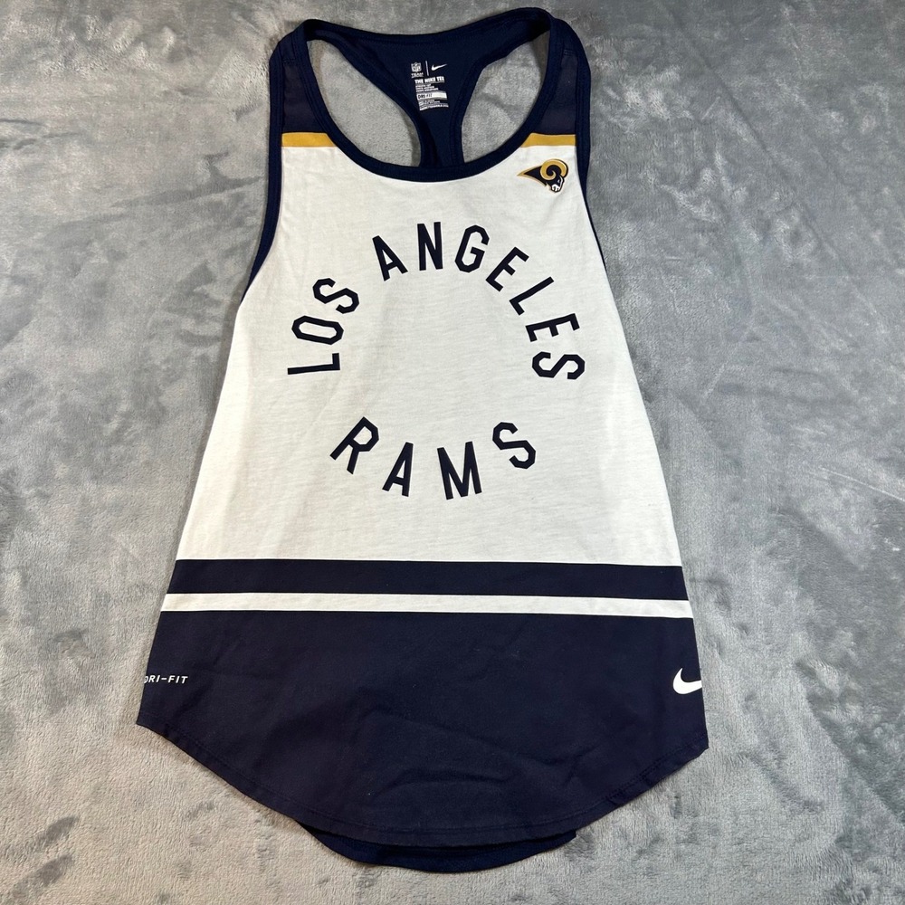 Nike Los Angeles Rams Dri-FIT Racerback Tank Top Womens XS‎ Navy White NFL